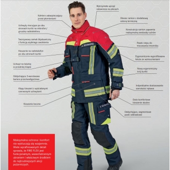 Ubranie bojowe FIRE FLEX – granatowo-złoty NOMEX® NXT (CNBOP) + napisy